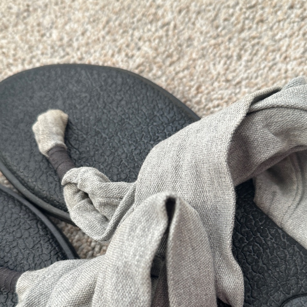 Sanuk Black and Gray Fabric Sandals - Picture 4 of 9